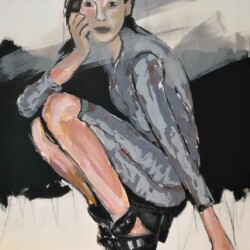 Hockendes Mädchen